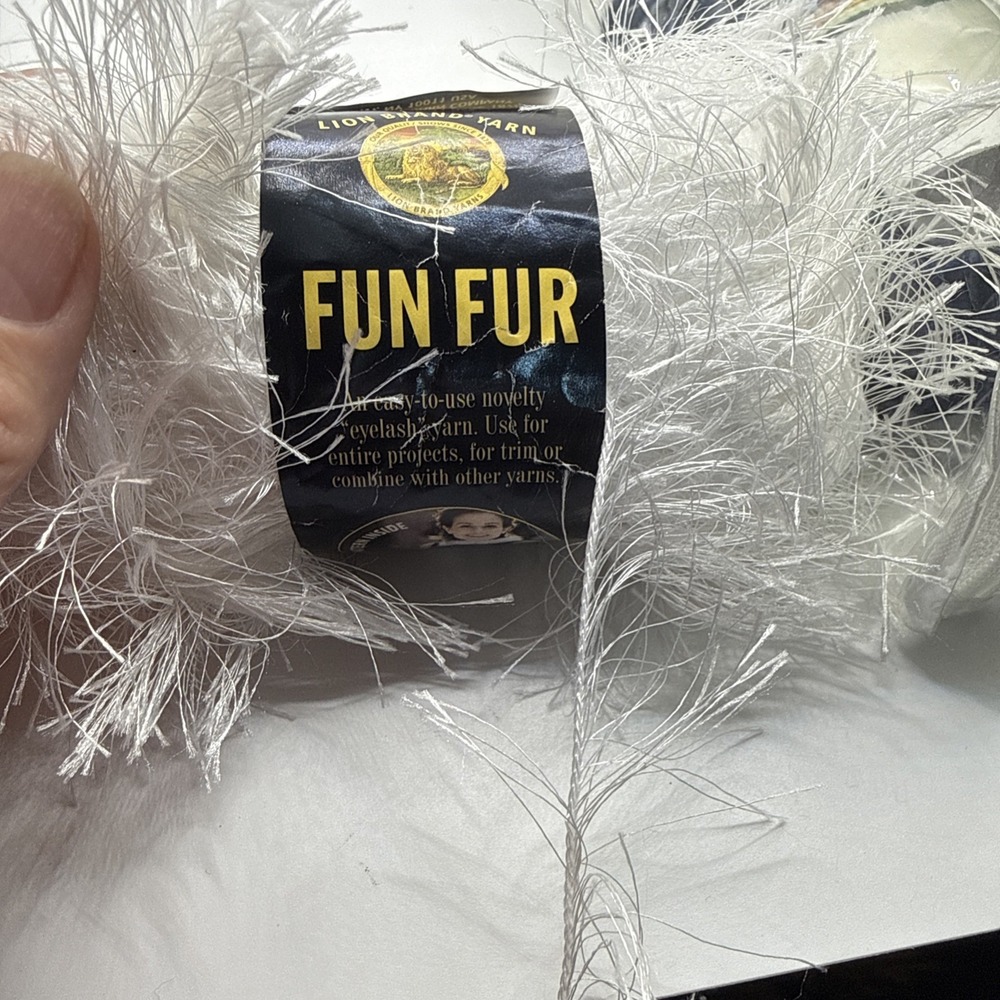 Lion Brand Yarn Fun Fur 100 White 1.75 Oz